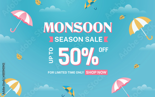 Lovely monsoon sale composition with editable text effect design