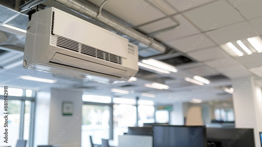 Air Conditioner Unit Hanging from Ceiling in an Office Air Conditioner Unit Hanging from Ceiling in an Office