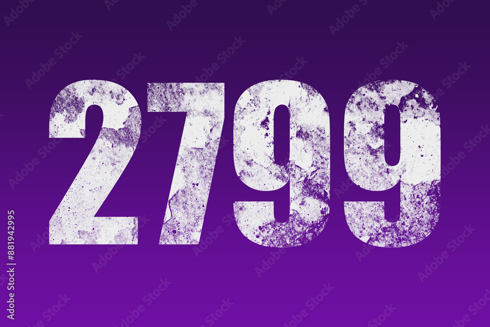 flat white grunge number of 2799 on purple background. flat white grunge number of 2799 on purple background.