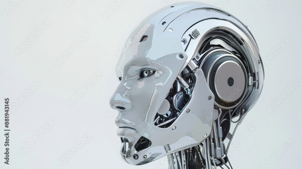Advanced Futuristic Robotic Head with Intricate Details in 3D Rendering on White Background Advanced Futuristic Robotic Head with Intricate Details in 3D Rendering on White Background