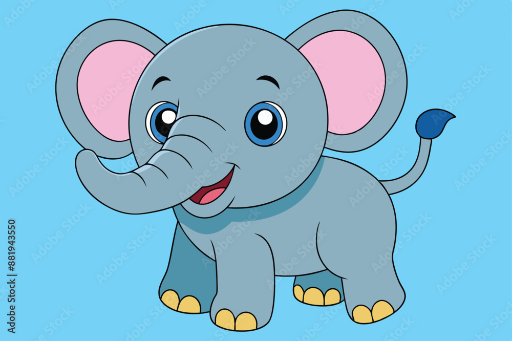 Cartoon Cute Baby Elephant - Adorable and Playful Vector Illustration Cartoon Cute Baby Elephant - Adorable and Playful Vector Illustration