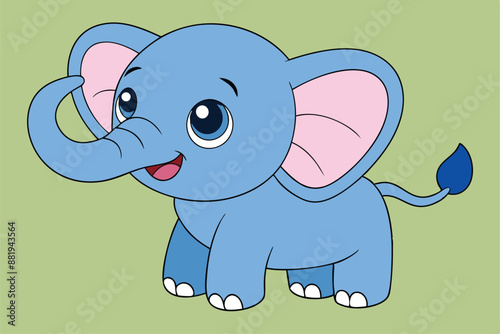 Cartoon Cute Baby Elephant - Adorable and Playful Vector Illustration