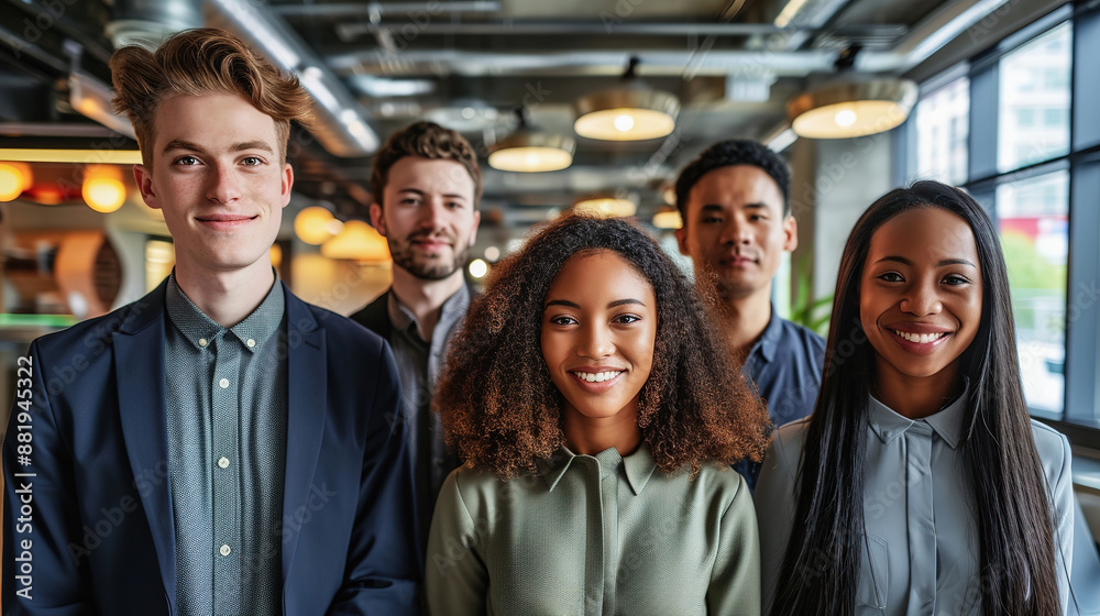 Diverse Team in Modern Office Environment, Smiling, Collaborative Work Diverse Team in Modern Office Environment, Smiling, Collaborative Work