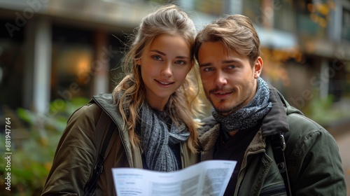 young, beutiful, young people, age 30, dressed in business clothes photo