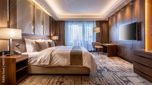 Modern Hotel Suite with Luxurious Bed and Elegant Decor