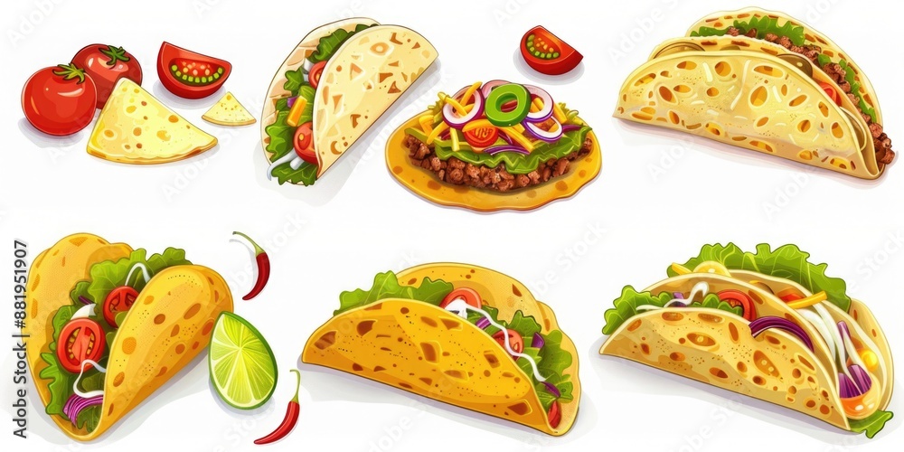Tacos with various toppings Tacos with various toppings