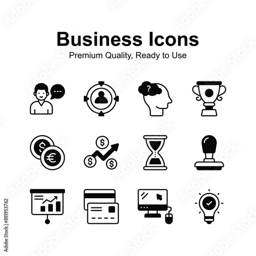 Pack of business and finance icons in modern design style