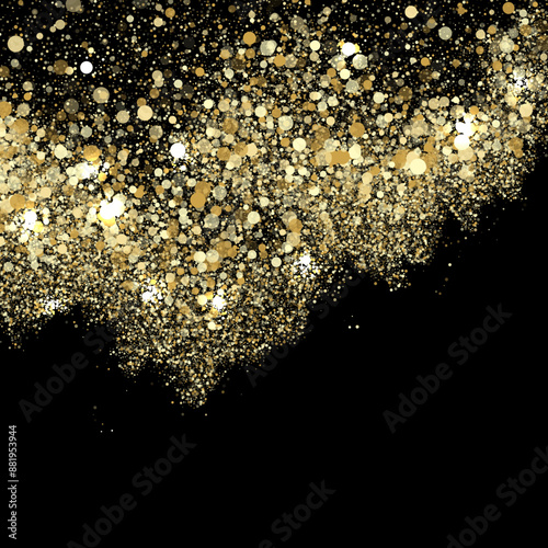Fashion Week glamour shining sparkles vector background. Chic gols glitter over black. suitable for 2025 or 2026 calendar, New Year party flyer, Christmas card or banner.