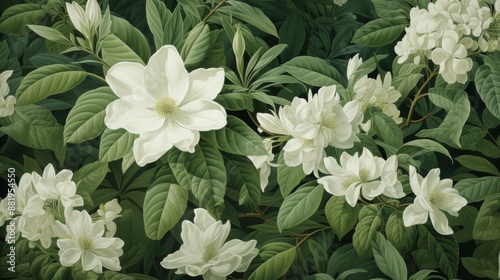 Delicate White Blooms Amidst Lush Green Foliage