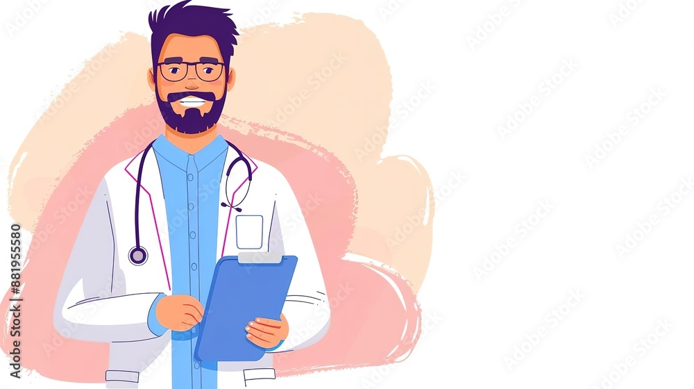 Smiling doctor with stethoscope and clipboard, isolated on white background. Smiling doctor with stethoscope and clipboard, isolated on white background.