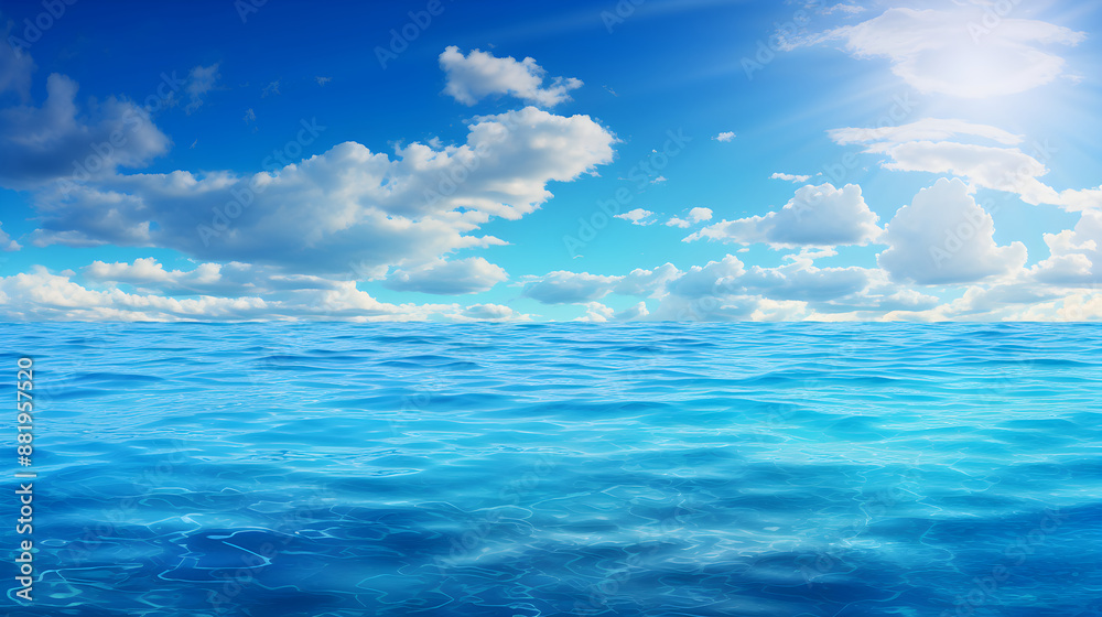 Mesmerizing Panoramic View of the Vast and Tranquil Deep Blue Ocean Under the Azure Sky Mesmerizing Panoramic View of the Vast and Tranquil Deep Blue Ocean Under the Azure Sky