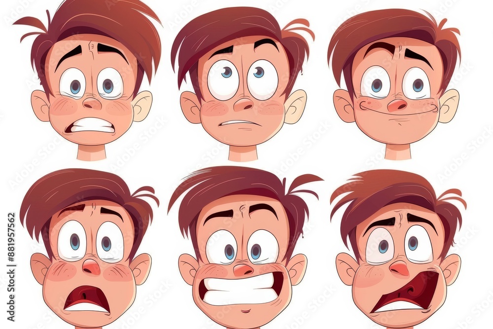 Cartoon Boy Facial Expressions Illustration Cartoon Boy Facial Expressions Illustration