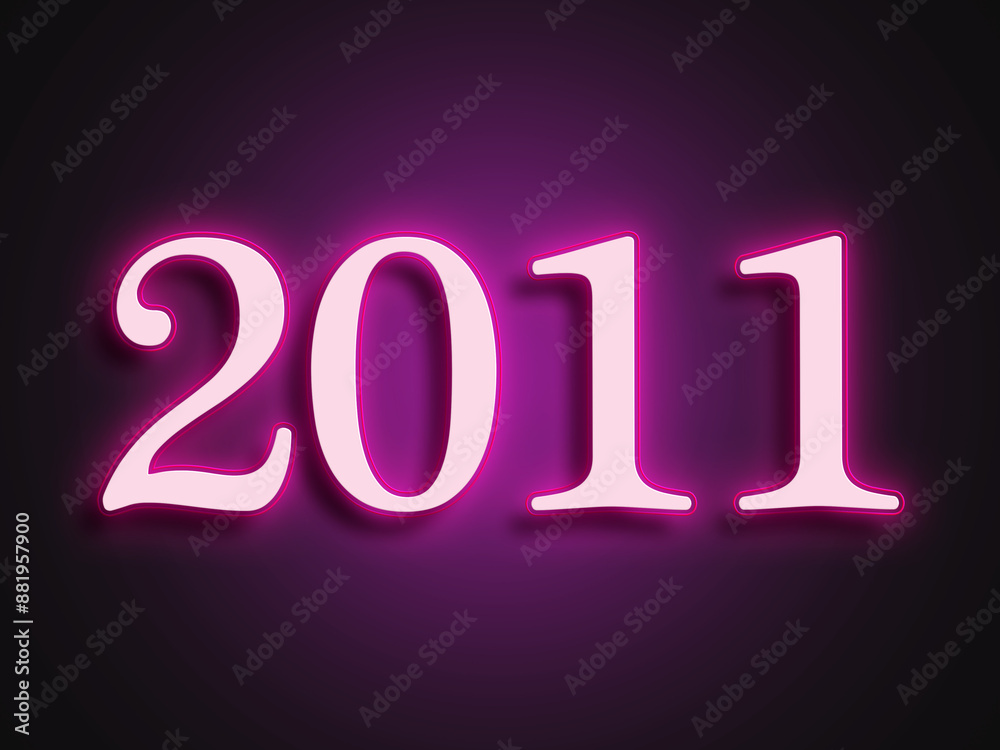 Pink glowing Neon light text effect of number 2011. Pink glowing Neon light text effect of number 2011.