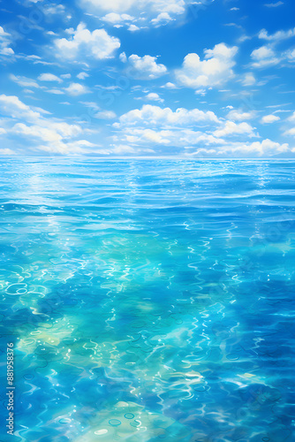 Mesmerizing Panoramic View of the Vast and Tranquil Deep Blue Ocean Under the Azure Sky