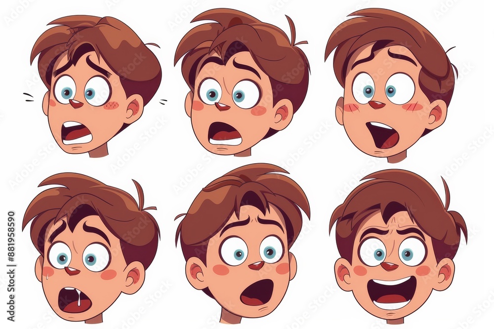 Cartoon Boy's Facial Expressions: A Set of Animated Portraits Cartoon Boy's Facial Expressions: A Set of Animated Portraits