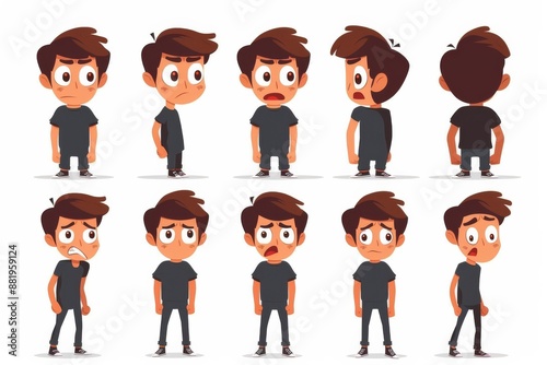 Cartoon Boy Poses and Expressions