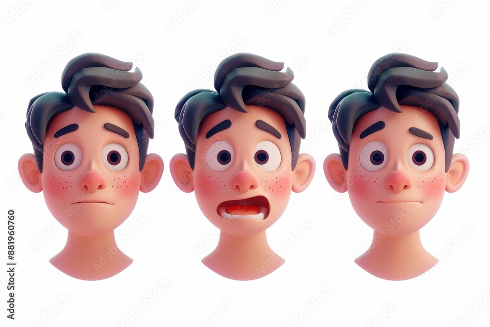 3D Cartoon Boy with Different Expressions 3D Cartoon Boy with Different Expressions