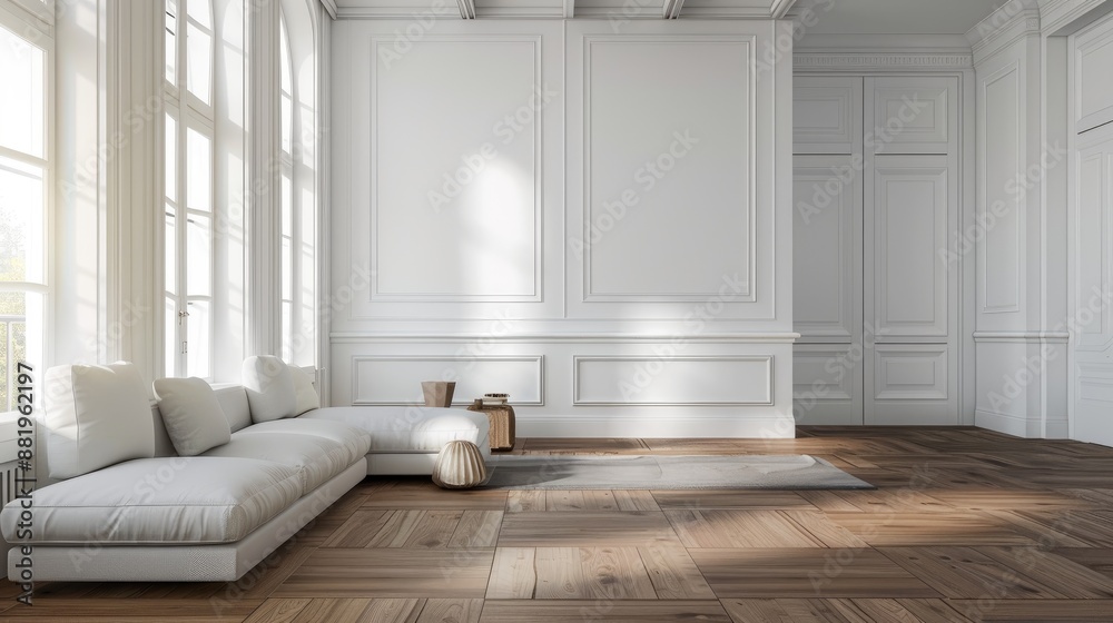 Room with white walls and wooden flooring Room with white walls and wooden flooring
