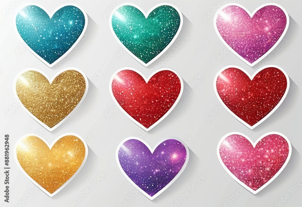 Charming Glitter Heart Stickers: Capture Hearts with Their Adorable Charm Charming Glitter Heart Stickers: Capture Hearts with Their Adorable Charm