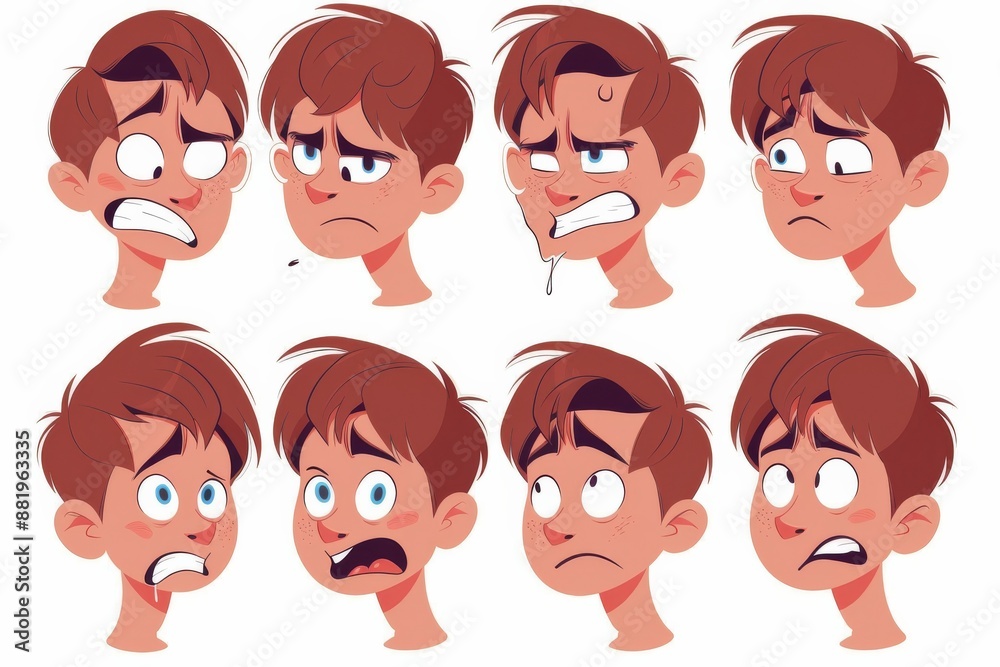 Cartoon Boy Expressions: A Set of Diverse Emotions Cartoon Boy Expressions: A Set of Diverse Emotions