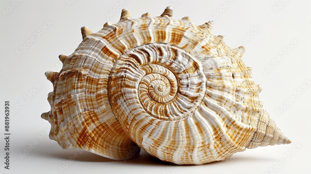 Exquisite Macro Shot of Intricately Patterned Seashell on White Background Exquisite Macro Shot of Intricately Patterned Seashell on White Background