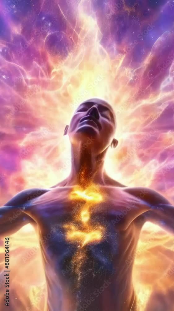 silhuette of a man spirit on galaxy space background, colorful energy flow, 4k 9x16 vertical new quality colorful stock video footage wallpaper AI silhuette of a man spirit on galaxy space background, colorful energy flow, 4k 9x16 vertical new quality colorful stock video footage wallpaper AI