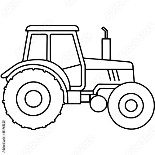 Kids' Coloring Page of a Tractor