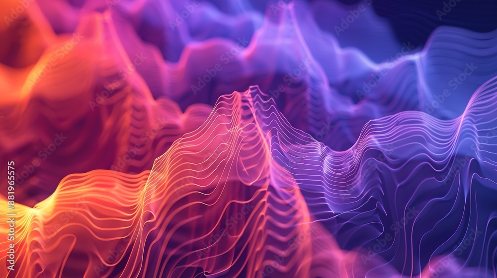 Fototapeta premium Quantum Soundscapes: Abstract Wave Patterns and Fractal Designs