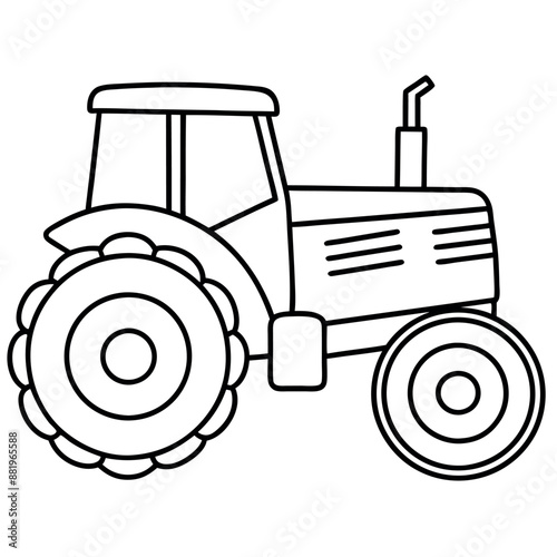 Kids' Coloring Page of a Tractor