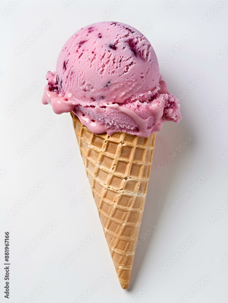 Magenta Ice Cream Cone on a white Background Magenta Ice Cream Cone on a white Background