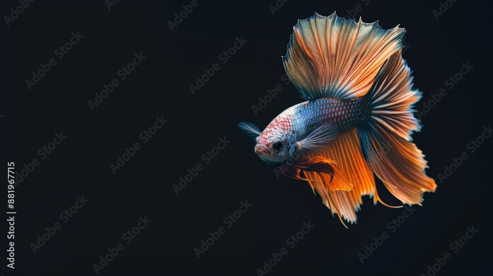 Fototapeta premium Colorful fighting fish. Siamese fighting fish moves isolated on black background.