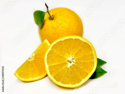 Fresh orange on white background 