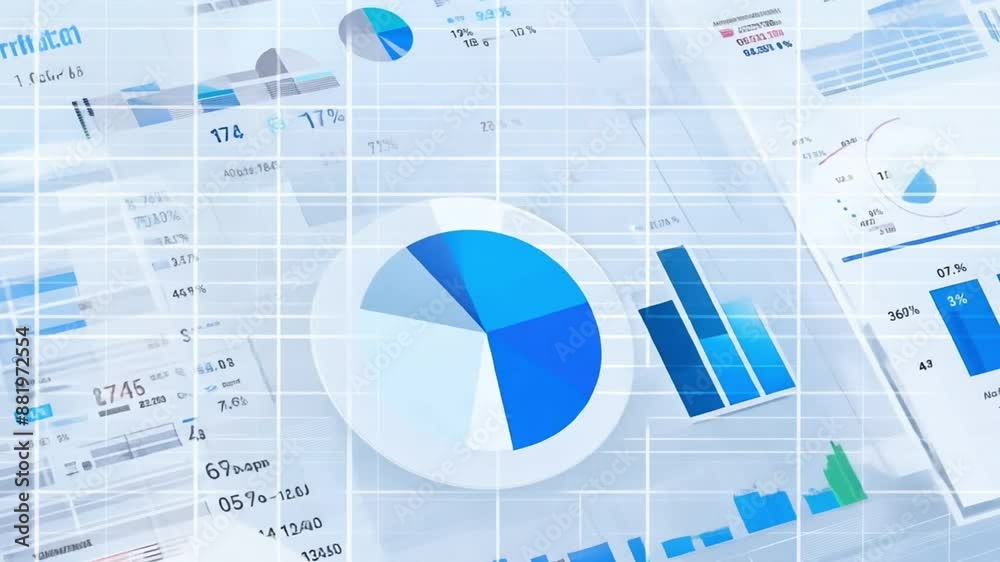 Global business analyzing concept with trade statistics. Seamless loop.
