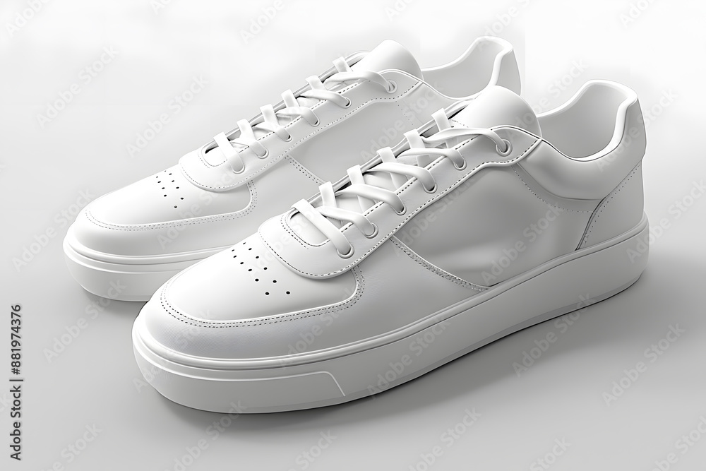 3D white model of a pair of sneakers mock up isolated on white background 3D white model of a pair of sneakers mock up isolated on white background