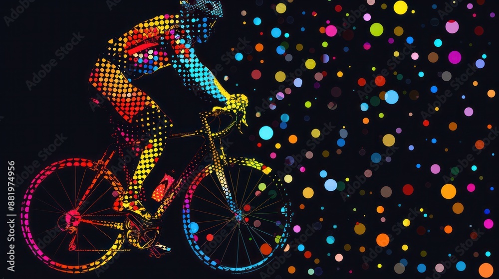 Fototapeta premium multicolor polka dot cyclist design