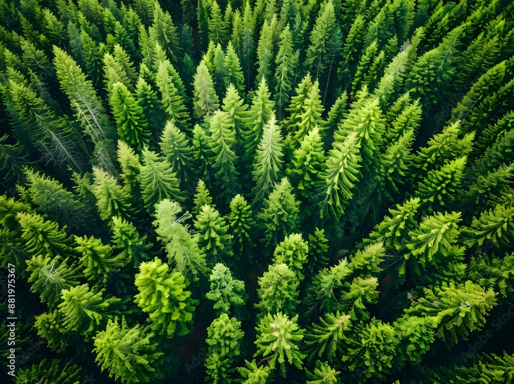 Coniferous Forest - Aerial Nature Scene Coniferous Forest - Aerial Nature Scene