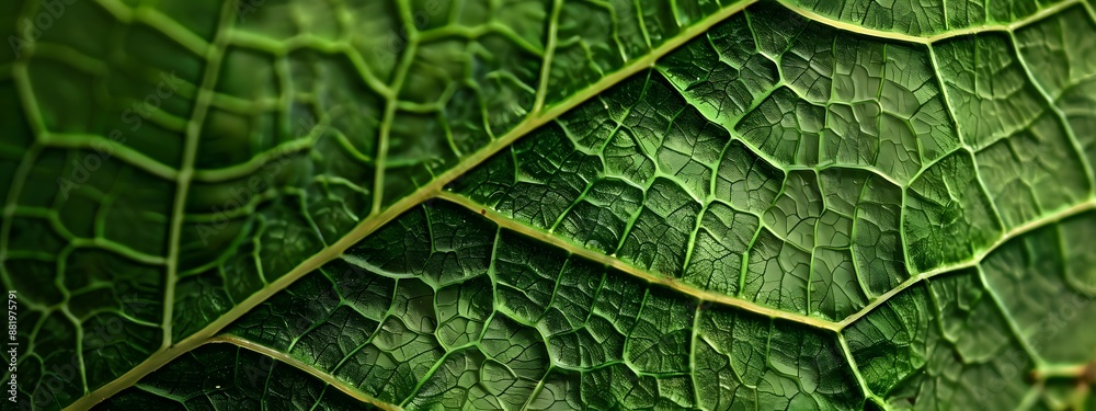 Fototapeta premium Emerald Veins Macro Leaf Texture