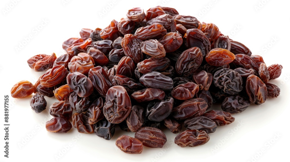 A close-up shot of a large pile of dried raisins A close-up shot of a large pile of dried raisins