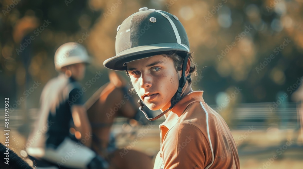 Young Equestrian in Focus, Riding Helmet on Young Equestrian in Focus, Riding Helmet on