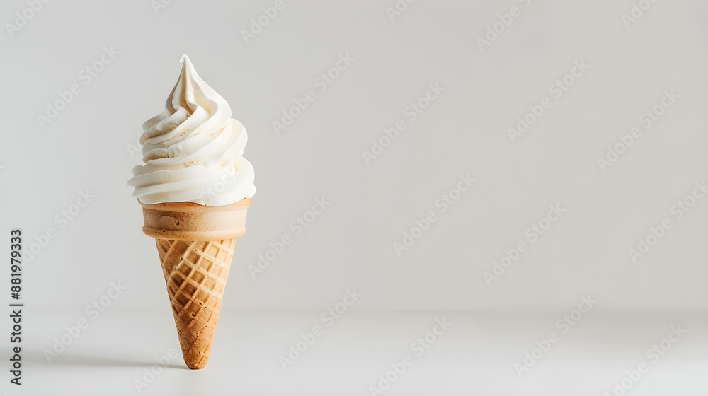 Beige Ice Cream Cone on a white Background with Copy Space Beige Ice Cream Cone on a white Background with Copy Space