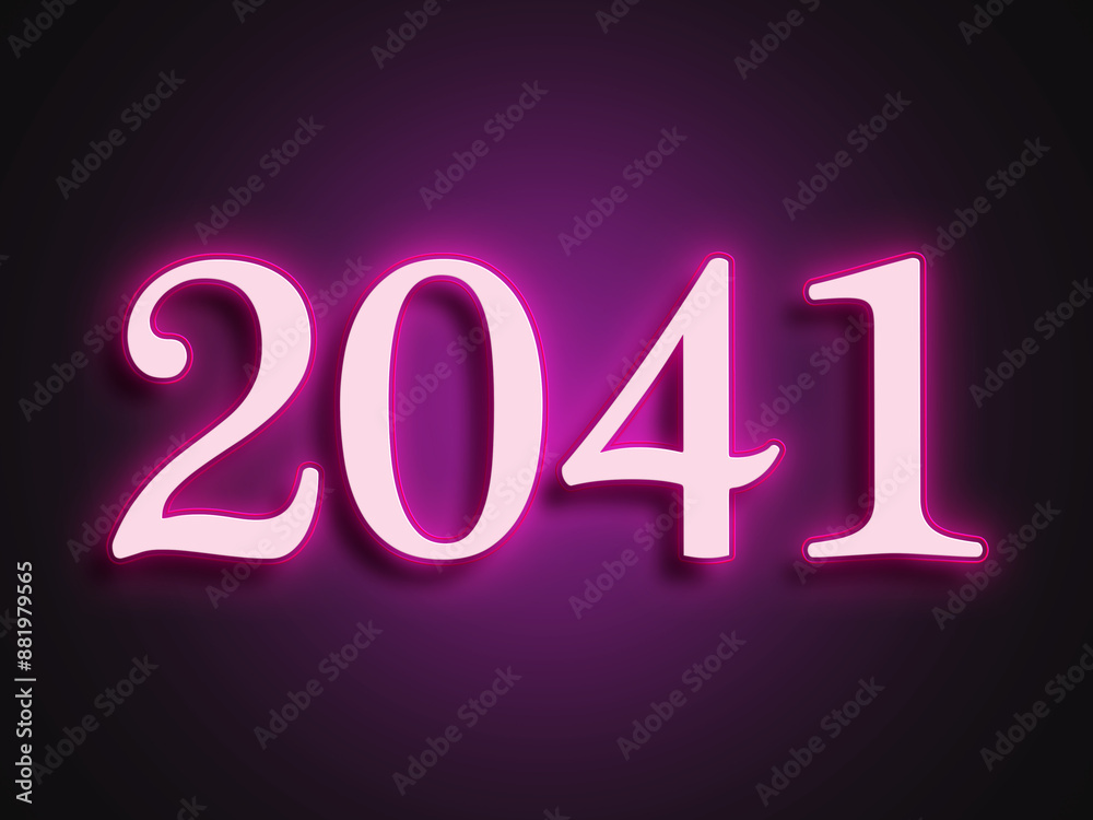 Pink glowing Neon light text effect of number 2041. Pink glowing Neon light text effect of number 2041.