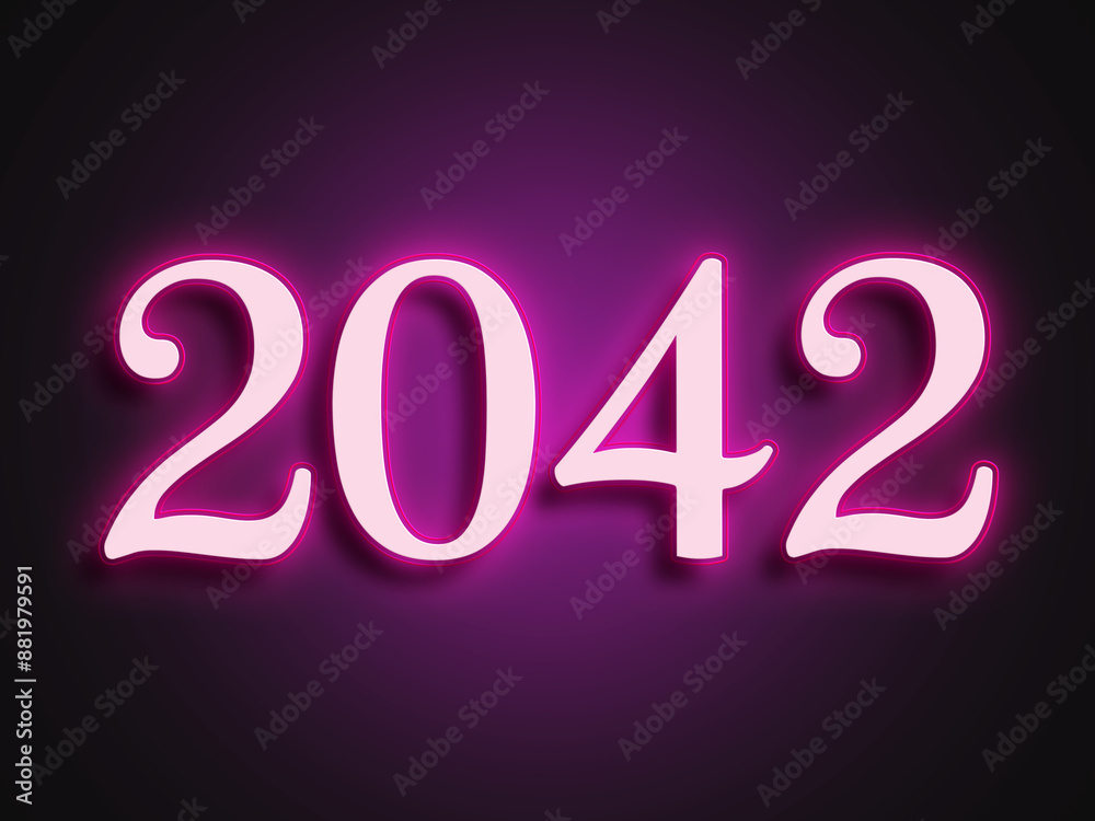 Pink glowing Neon light text effect of number 2042. Pink glowing Neon light text effect of number 2042.