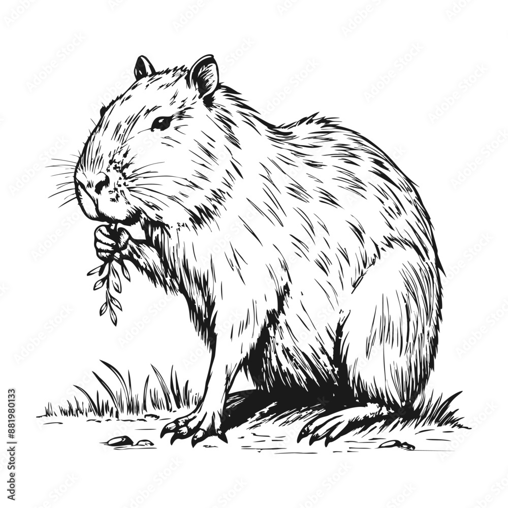 Sketch of a cute capybara. On a white background. Sketch of a cute capybara. On a white background.