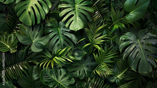 Wallpaper Mural Lush Green Tropical Leaves with Detailed Patterns on a Vibrant Background Torontodigital.ca
