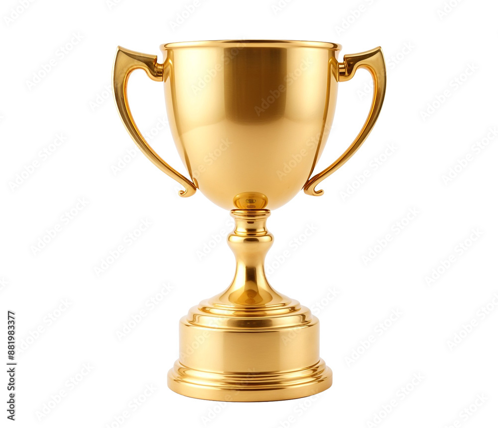 A gleaming gold trophy cup, perfect for awarding winners in competitions, sports events, and achievement ceremonies. A gleaming gold trophy cup, perfect for awarding winners in competitions, sports events, and achievement ceremonies.
