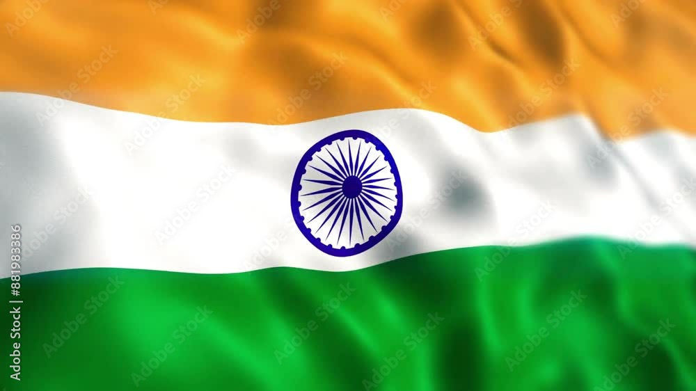 India Flag Animation Close-up (Depth Of Field)

