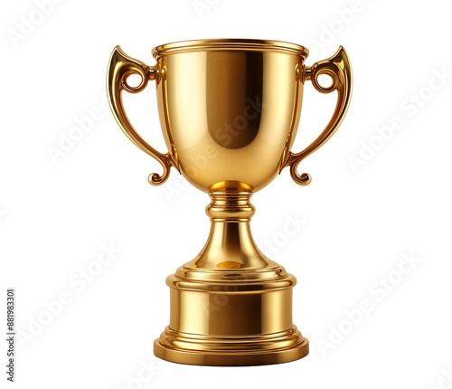 A gleaming gold trophy cup, perfect for awarding winners in competitions, sports events, and achievement ceremonies.