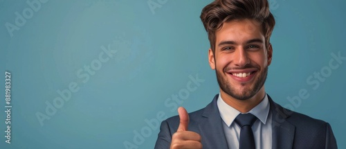 Smiling Man Gives Thumbs Up in Office Setting