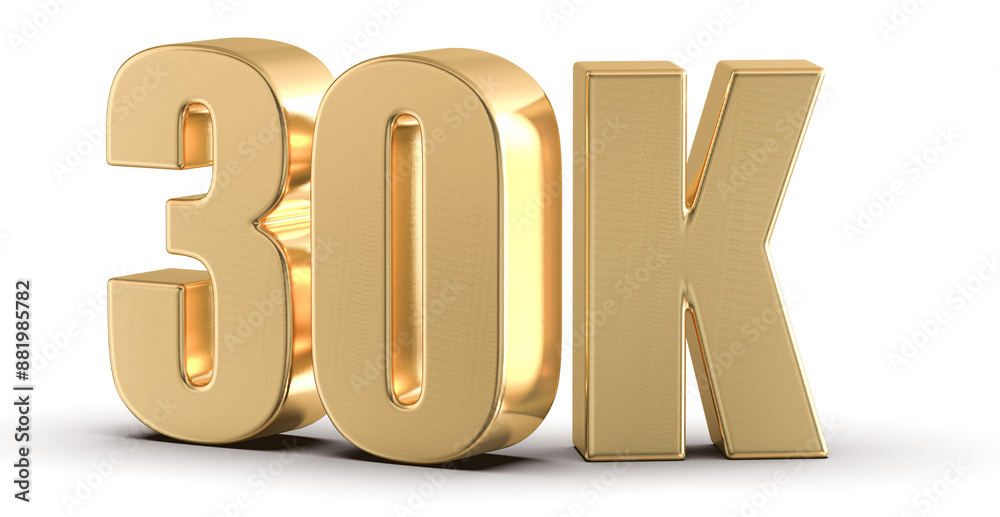 30k Followers Gold Number 3D Render 30k Followers Gold Number 3D Render