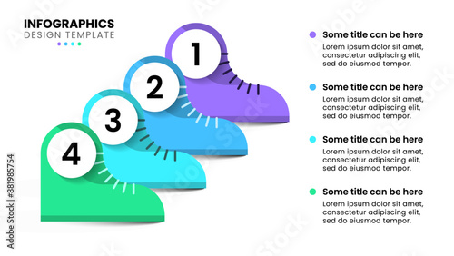 Infographic template. 4 abstract shoes with numbers